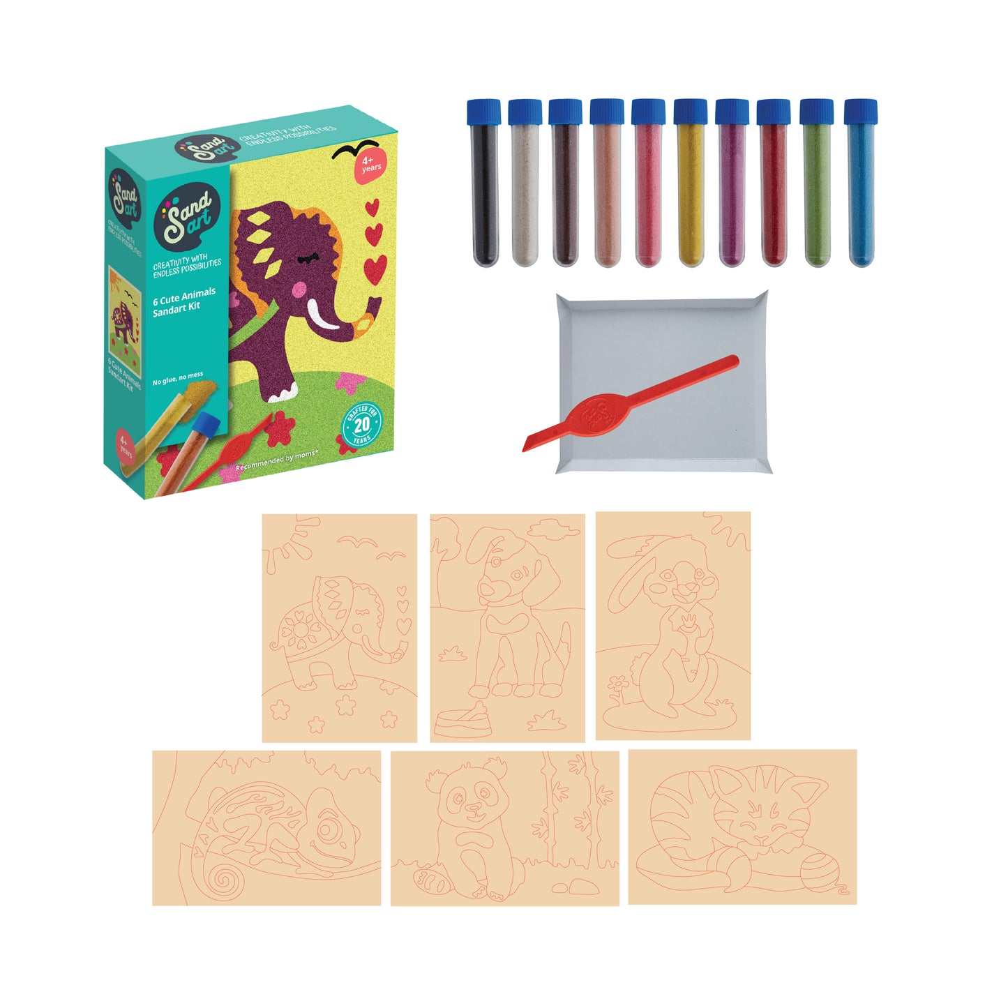 Sandart Cute Animals 6 pack