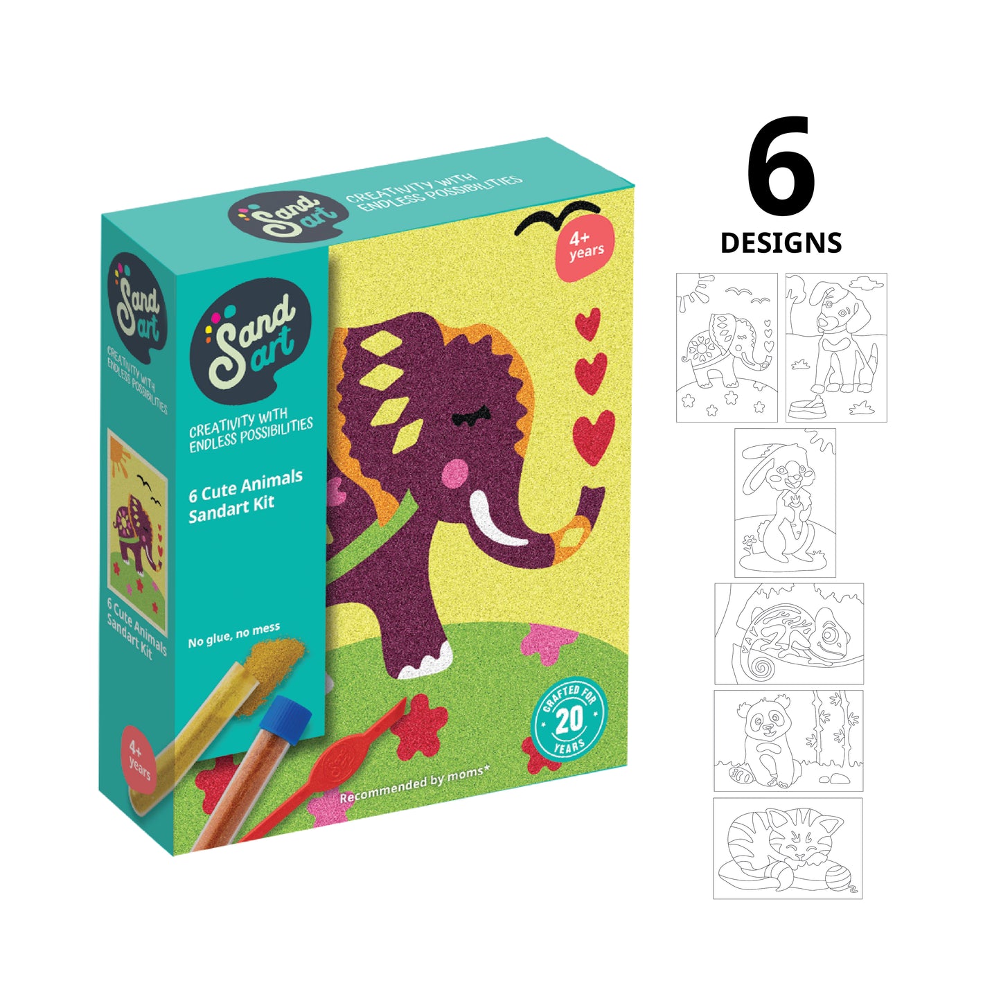 Sandart Cute Animals 6 pack