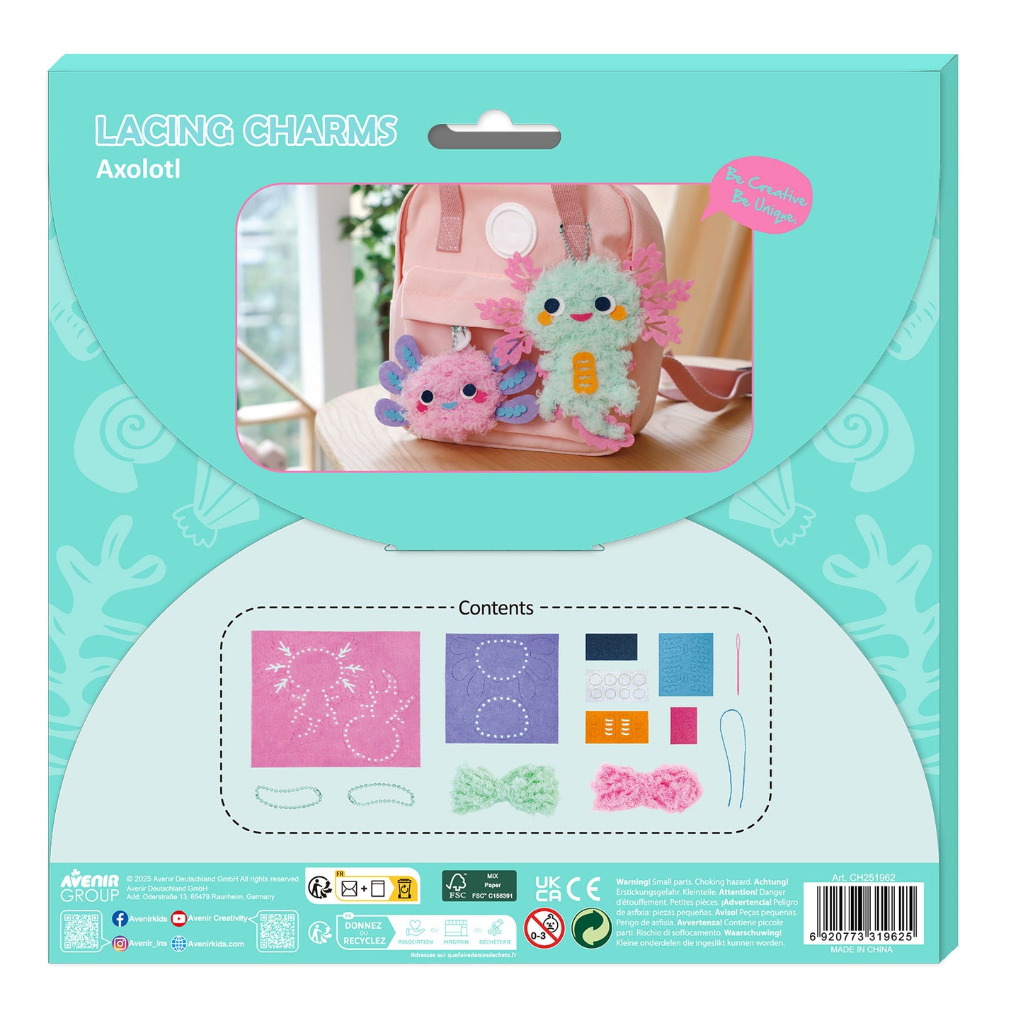 Everyday Craft Lacing Charms Axolotl