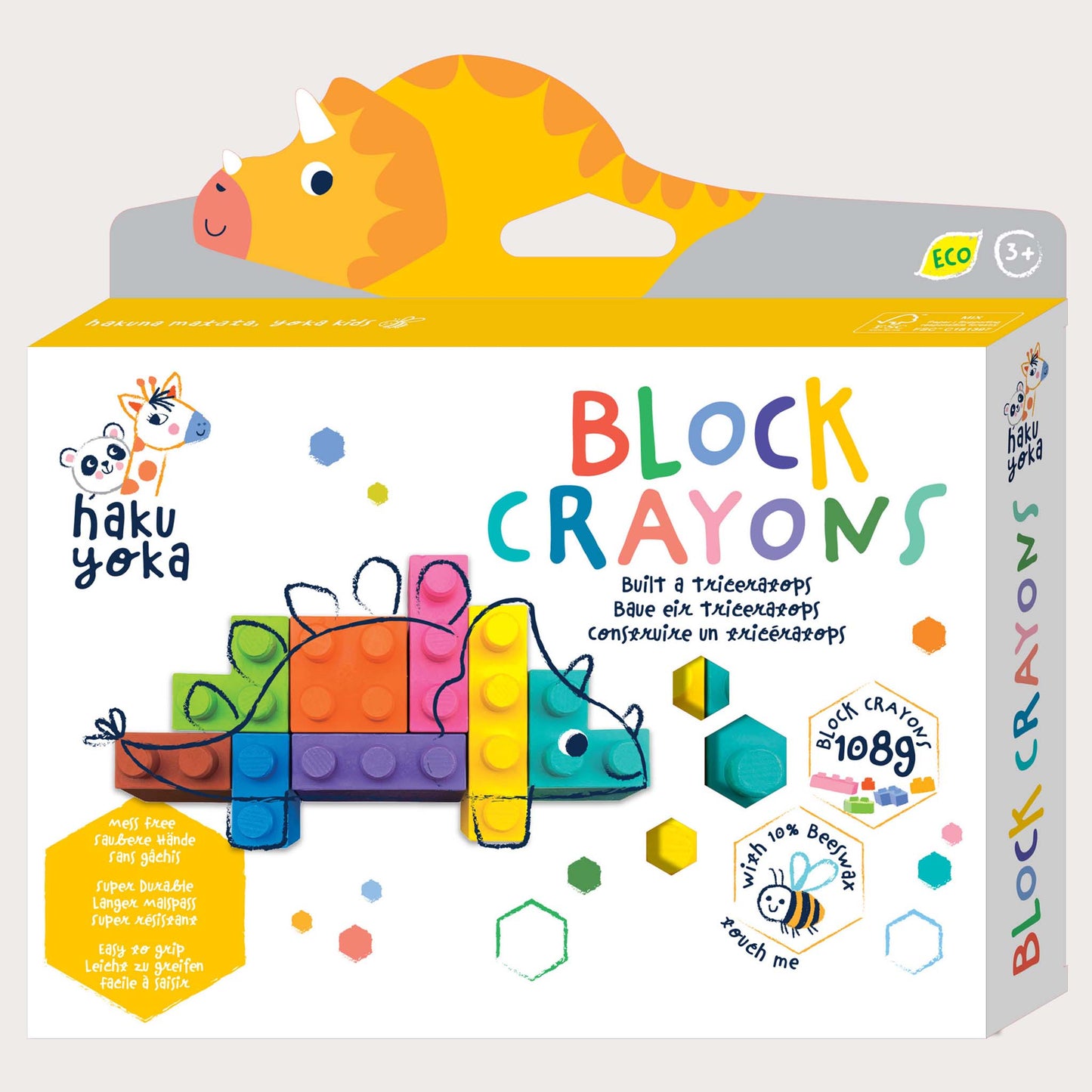 Haku Yoka Block Crayons Triceratops
