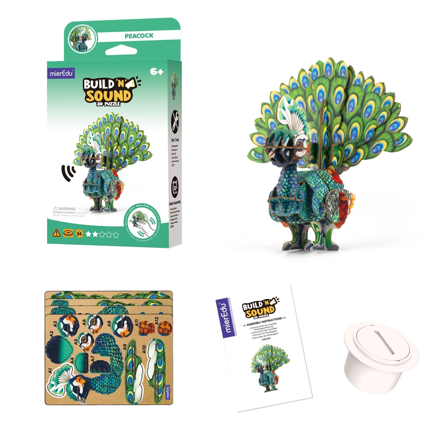 ME Build N Sound 3D Puzzle Peacock