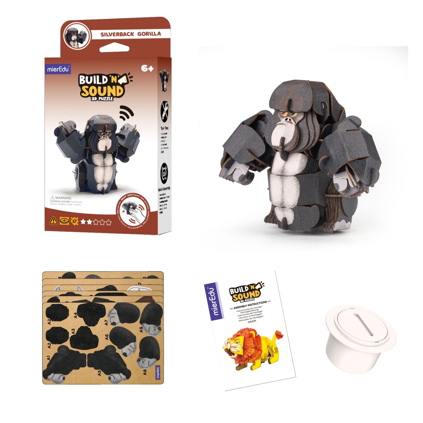 ME Build N Sound 3D Puzzle Silverback Gorilla