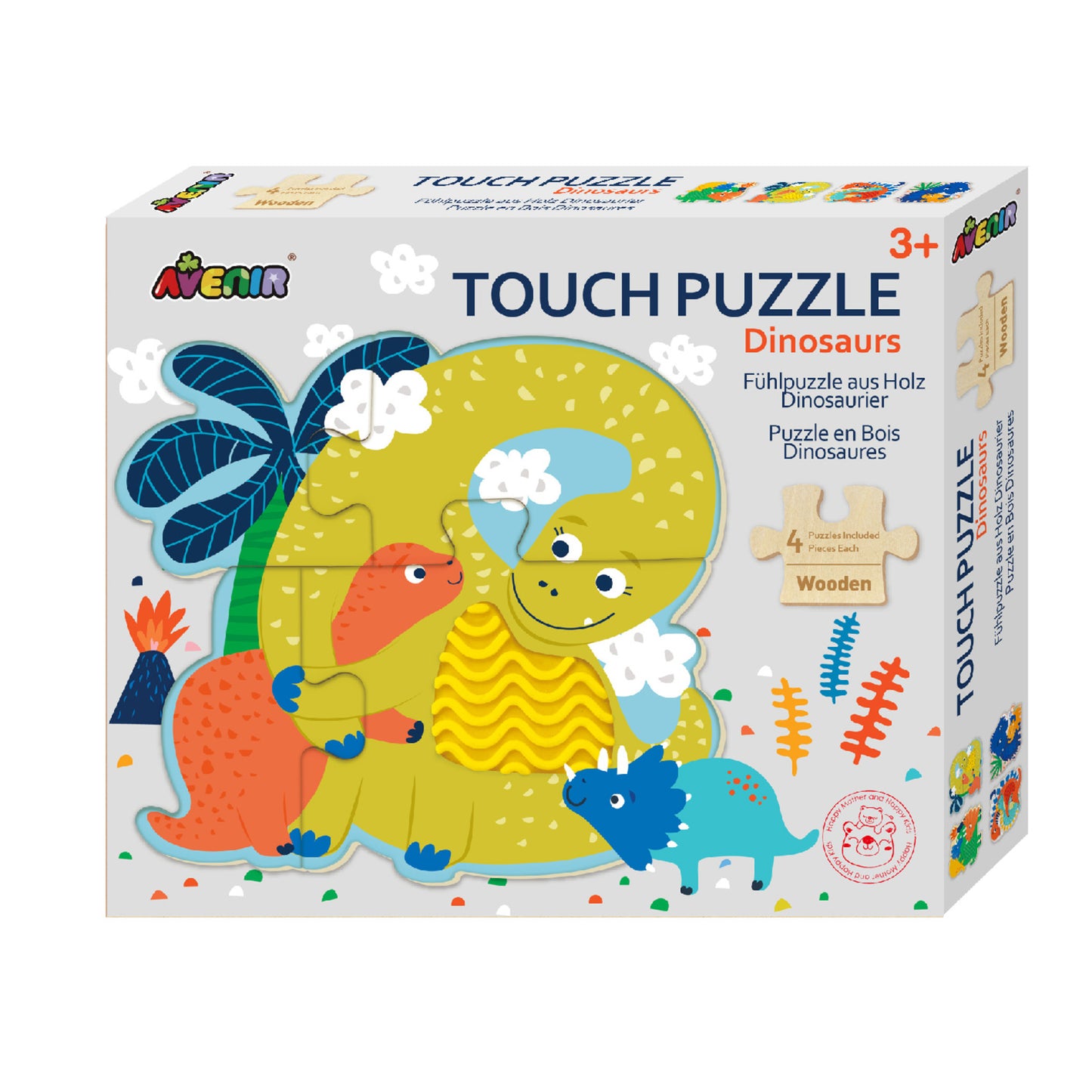 Wooden Touch Puzzle Dinosaurs